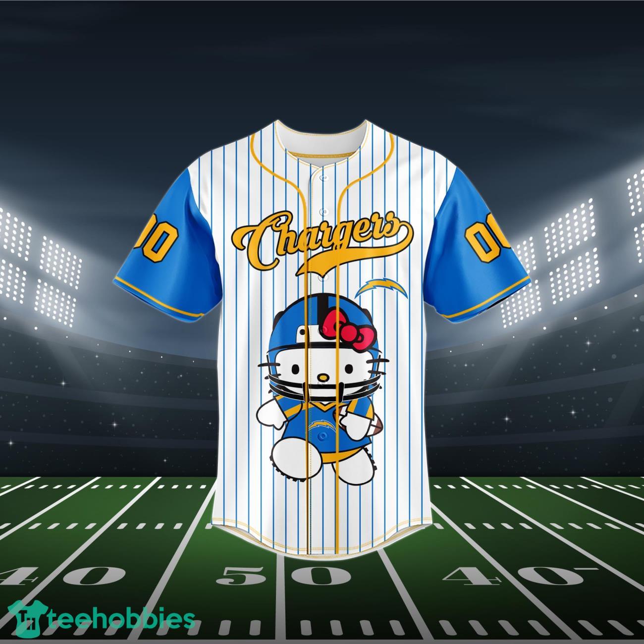 Los Angeles Chargers Baseball Jersey NFL Hello Kitty Custom Name & Number Product Photo 2