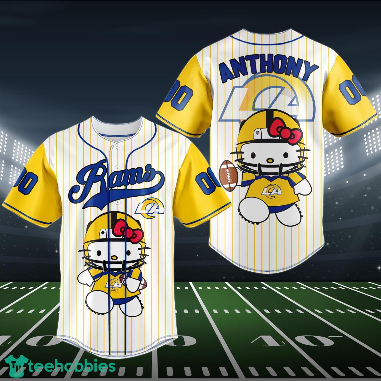 Los Angeles Rams Baseball Jersey NFL Hello Kitty Custom Name & Number Product Photo 1