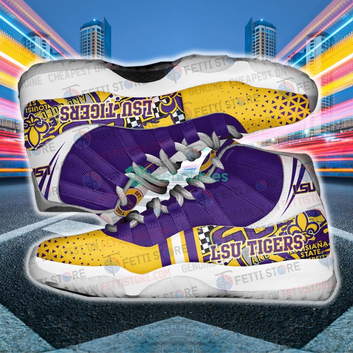 LSU Tigers Cool Pattern Print Impressive Design Air Jordan 11 Shoes Product Photo 2