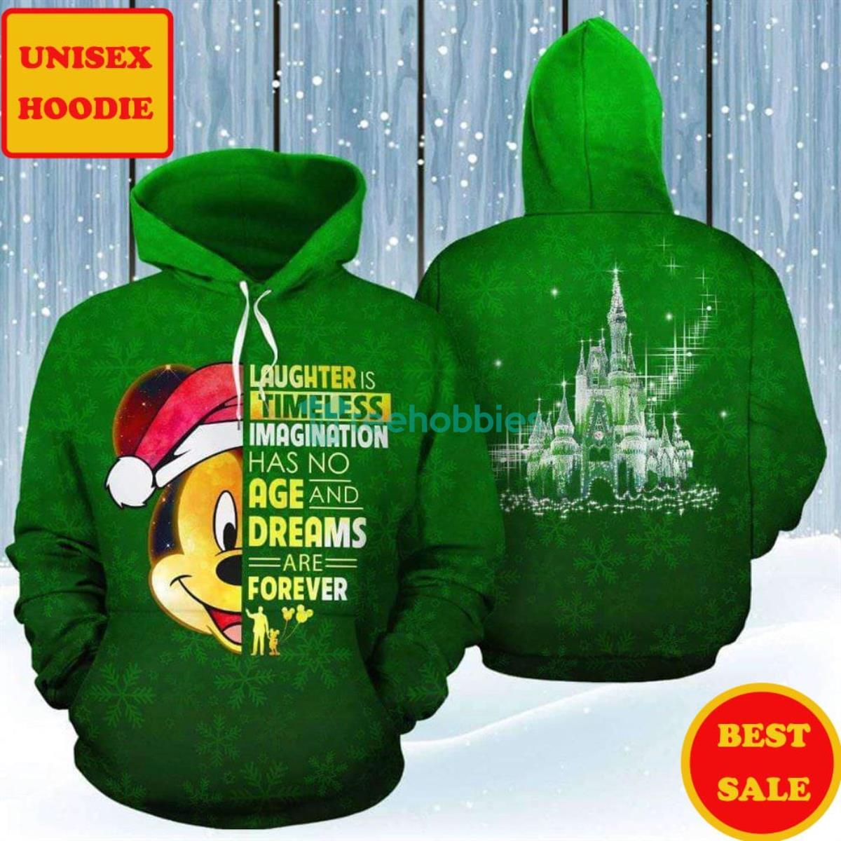 Mickey Mouse Face Christmas Quote Green 3D Printed Hoodie Product Photo 1
