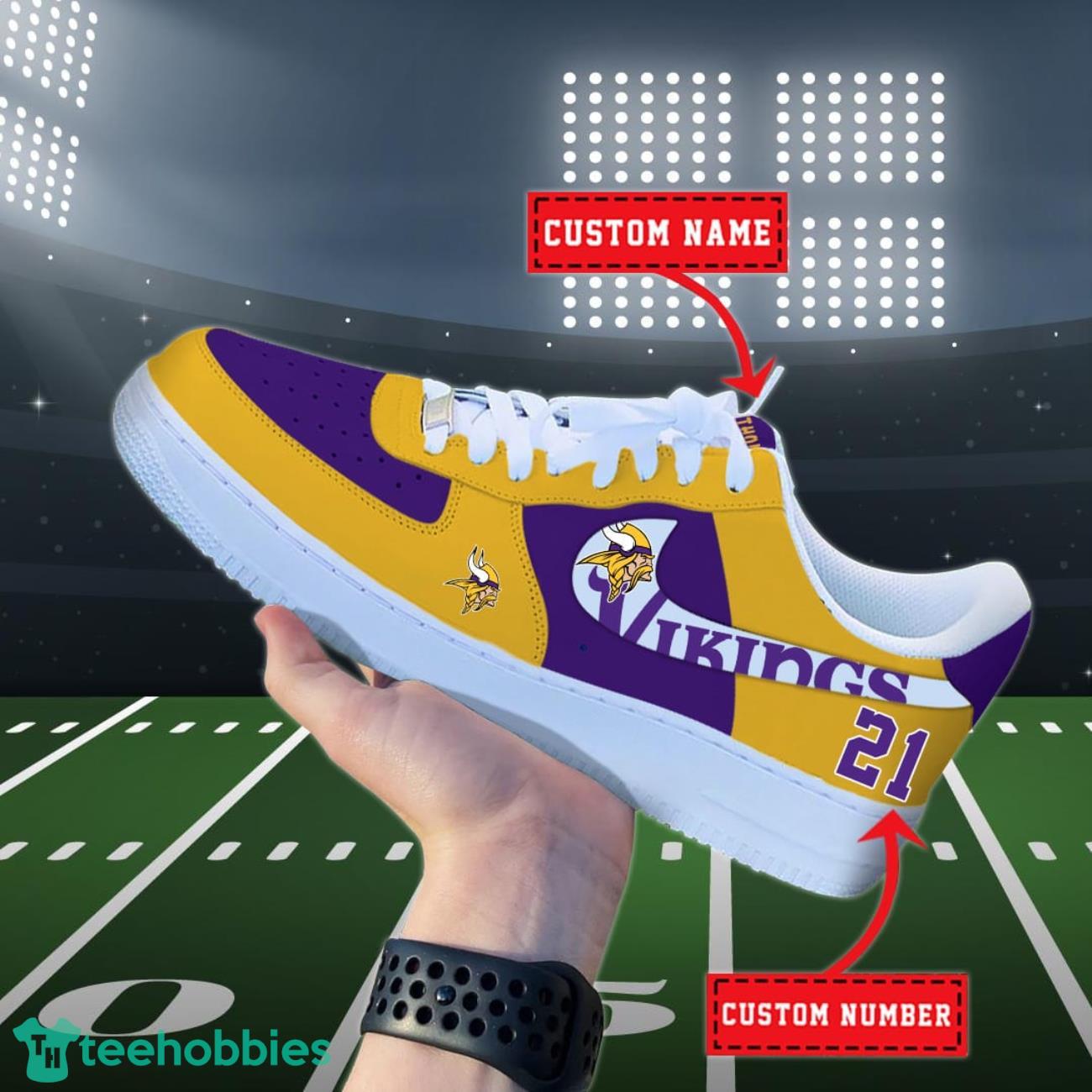 Minnesota Vikings NFL Personalized Air Force Shoes Custom Name Product Photo 1