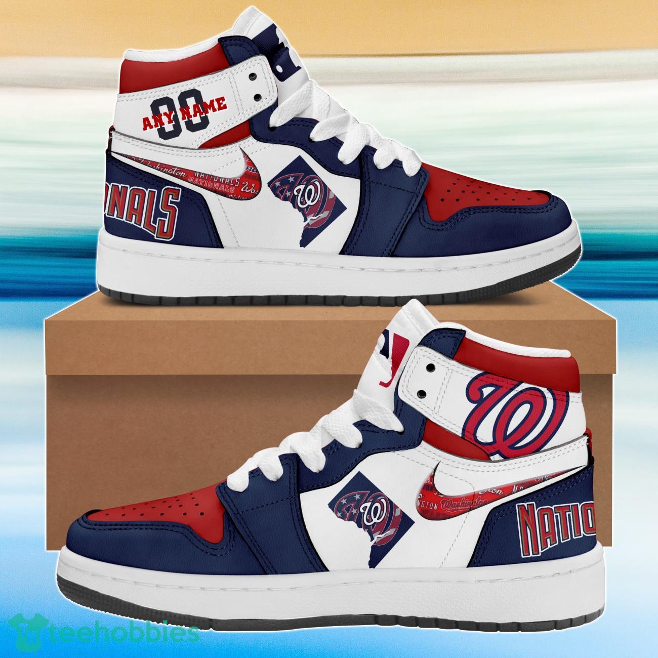 MLB Washington Nationals City Sneaker Air Jordan Hightop Shoes Custom Name & Number Product Photo 1