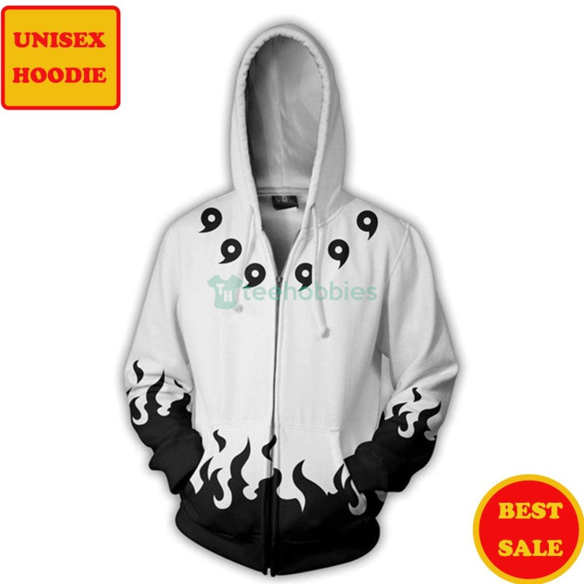 Naruto Rikudou Sennin Mode White All Over Printes Zip Up 3D Hoodie Product Photo 2