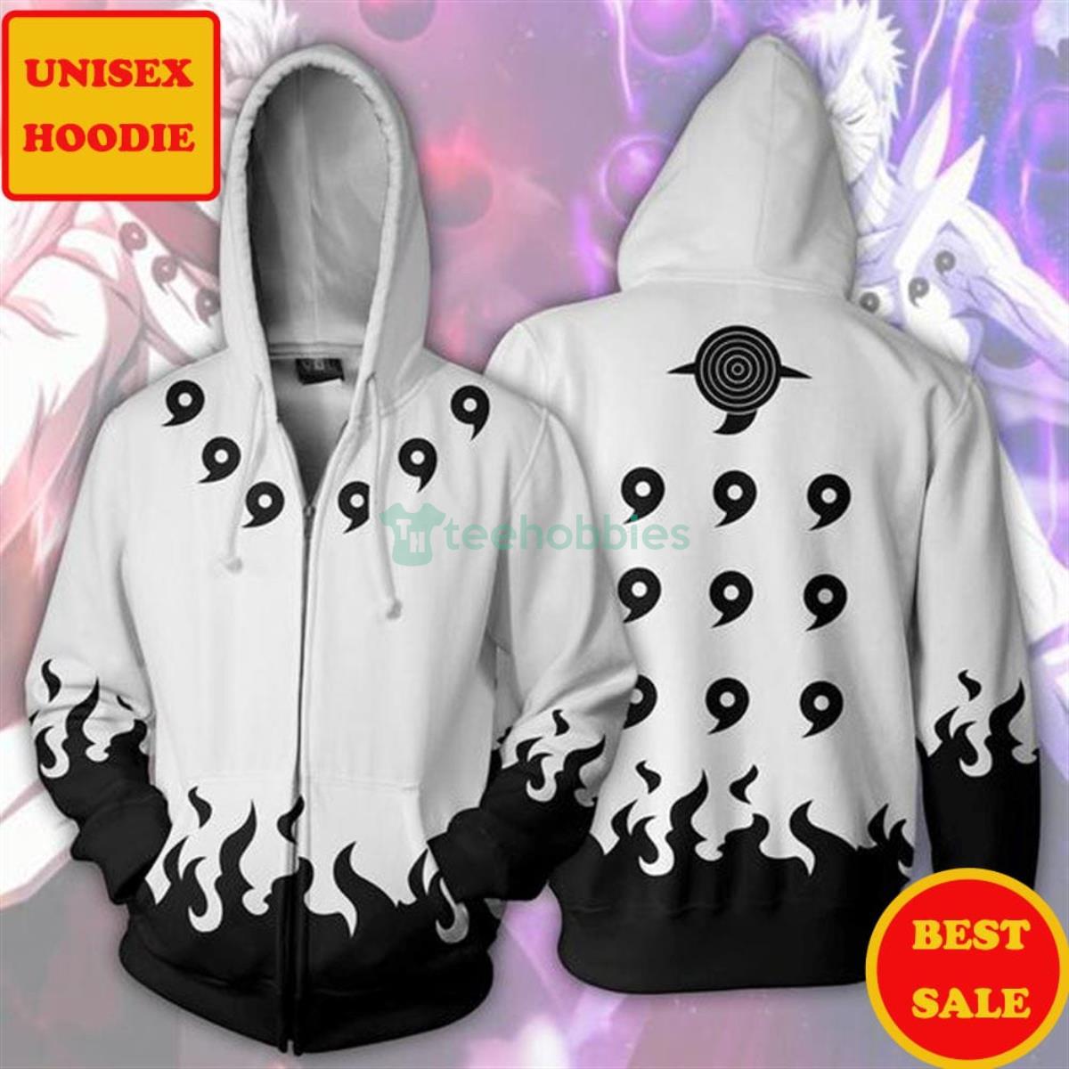 Naruto Rikudou Sennin Mode White All Over Printes Zip Up 3D Hoodie Product Photo 1