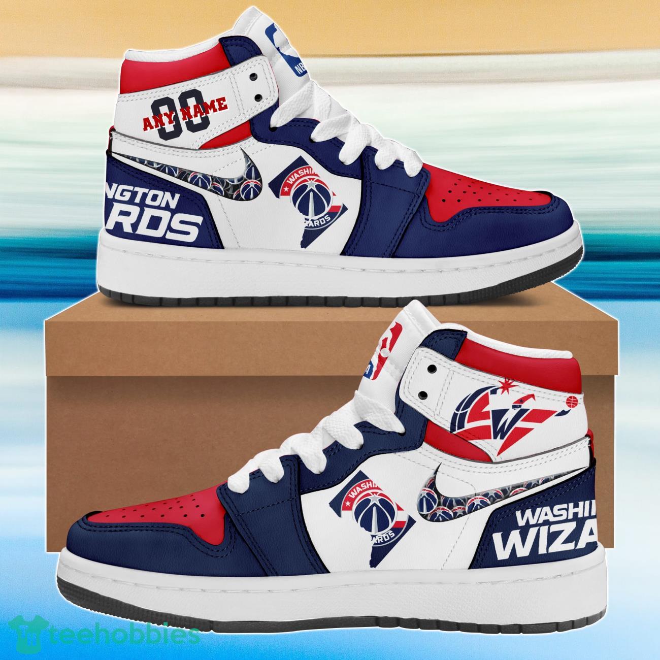 NBA Washington Wizards City Sneaker Air Jordan Hightop Shoes Custom Name & Number Product Photo 1