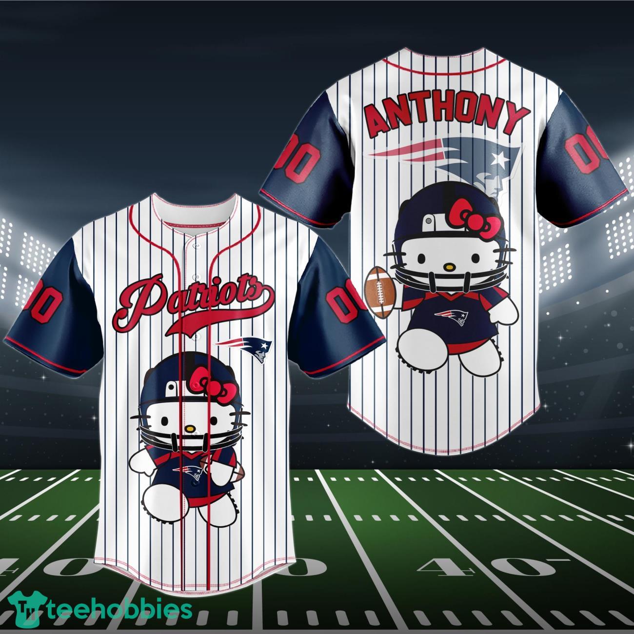 New England Patriots Baseball Jersey NFL Hello Kitty Custom Name & Number Product Photo 1
