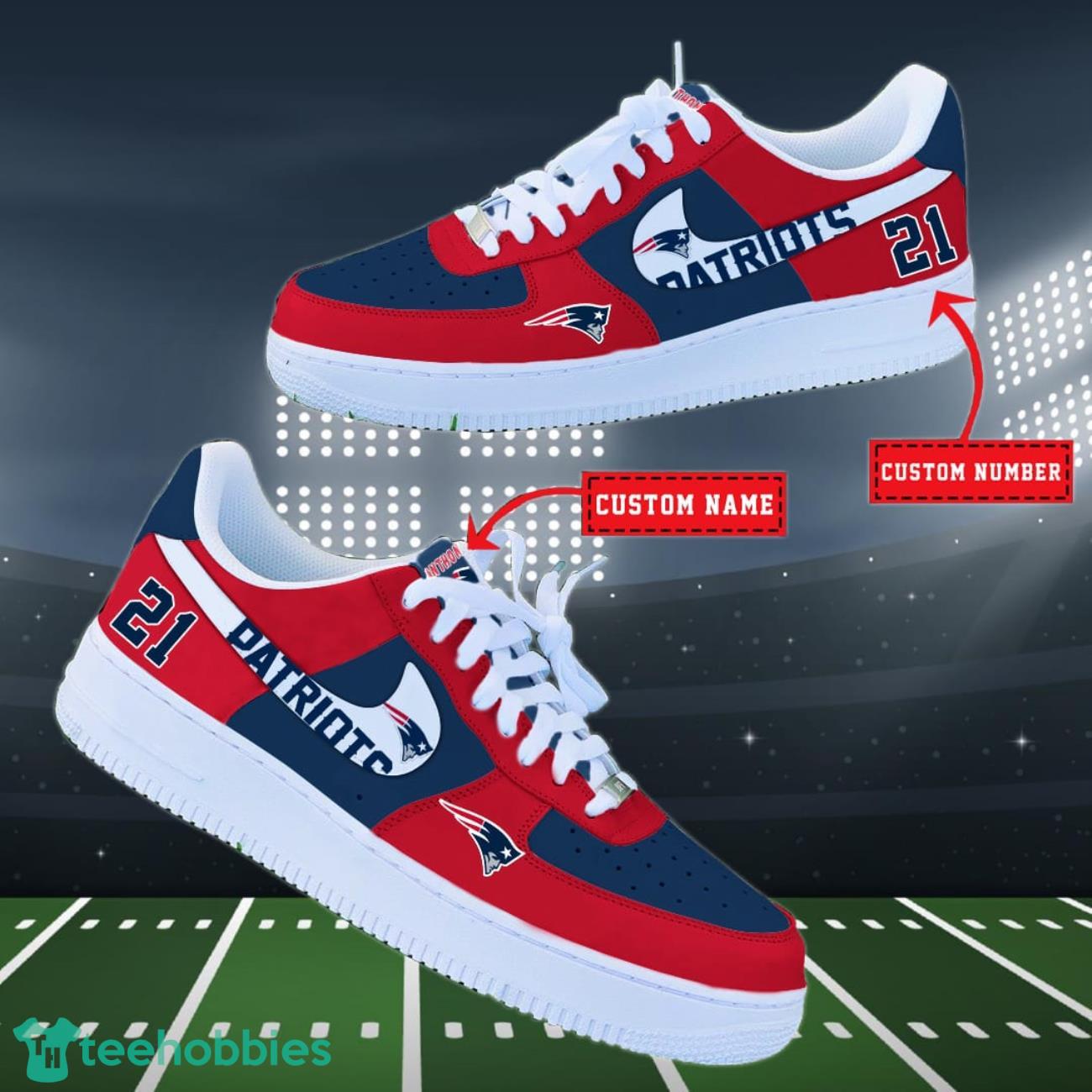 New England Patriots NFL Personalized Air Force Shoes Custom Name Product Photo 2