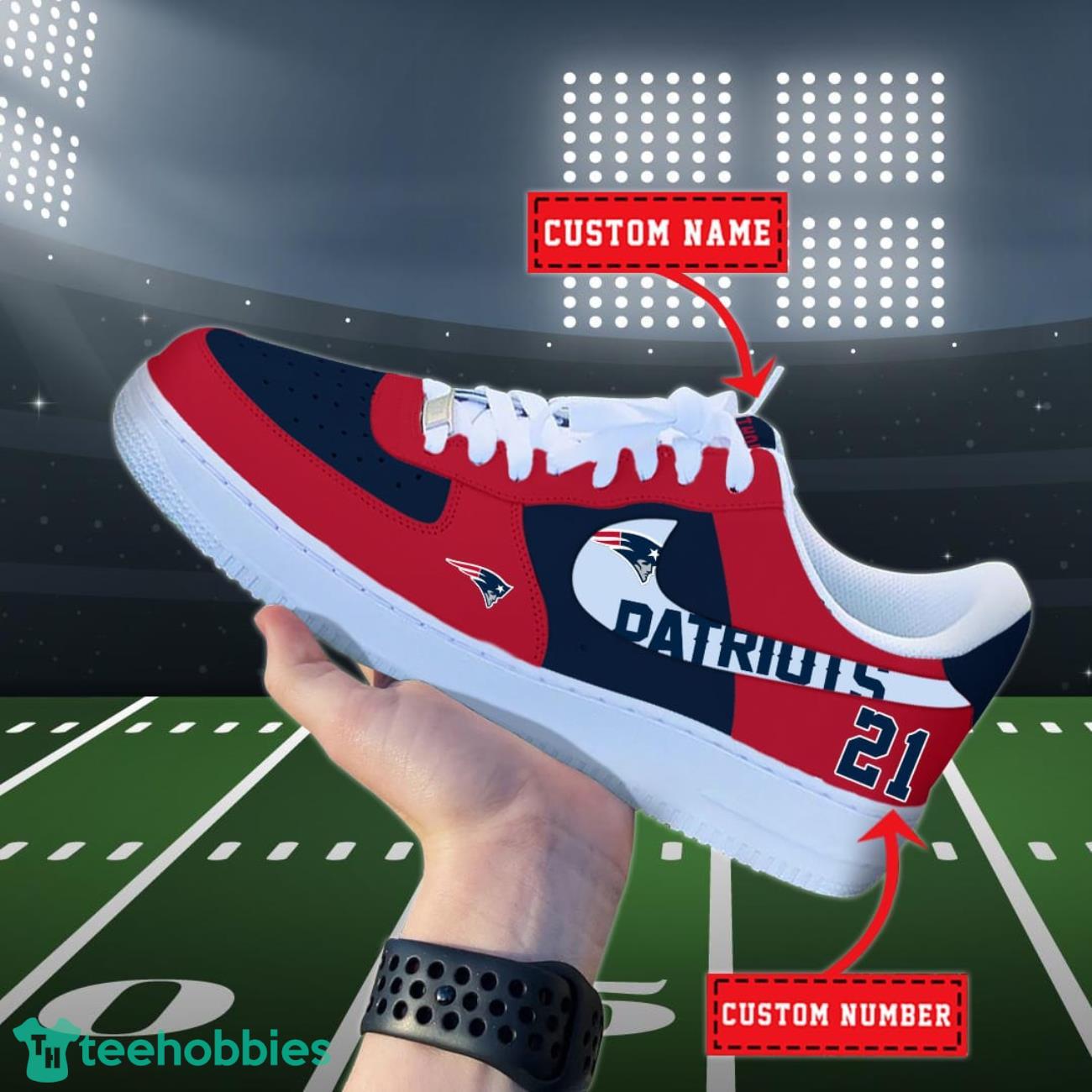 New England Patriots NFL Personalized Air Force Shoes Custom Name Product Photo 1