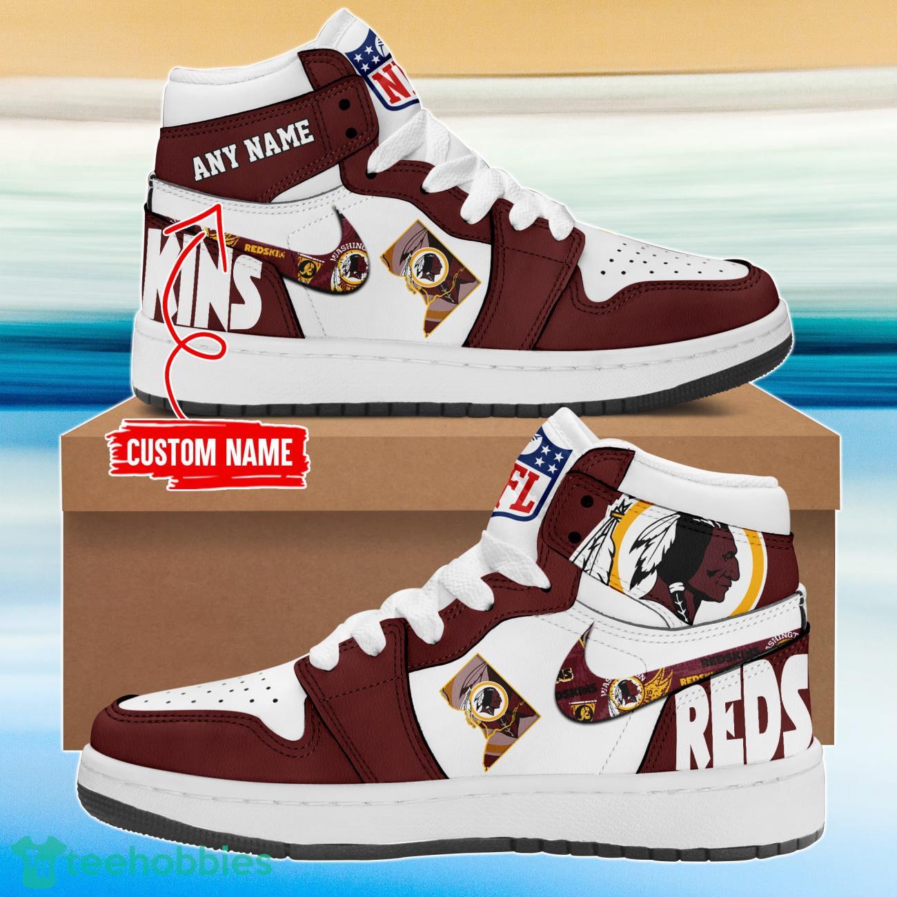 NFL Washington Redskins City Sneaker Air Jordan Hightop Shoes Custom Name Product Photo 1