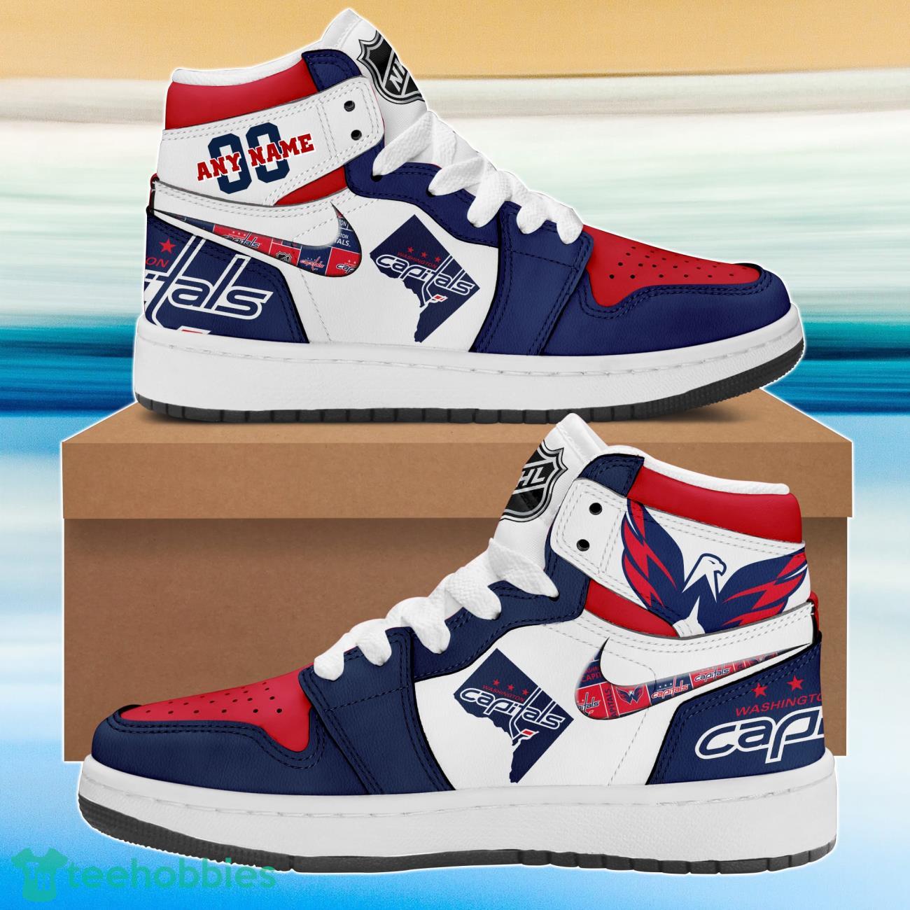 NHL Washington Capitals City Sneaker Air Jordan Hightop Shoes Custom Name & Number Product Photo 1