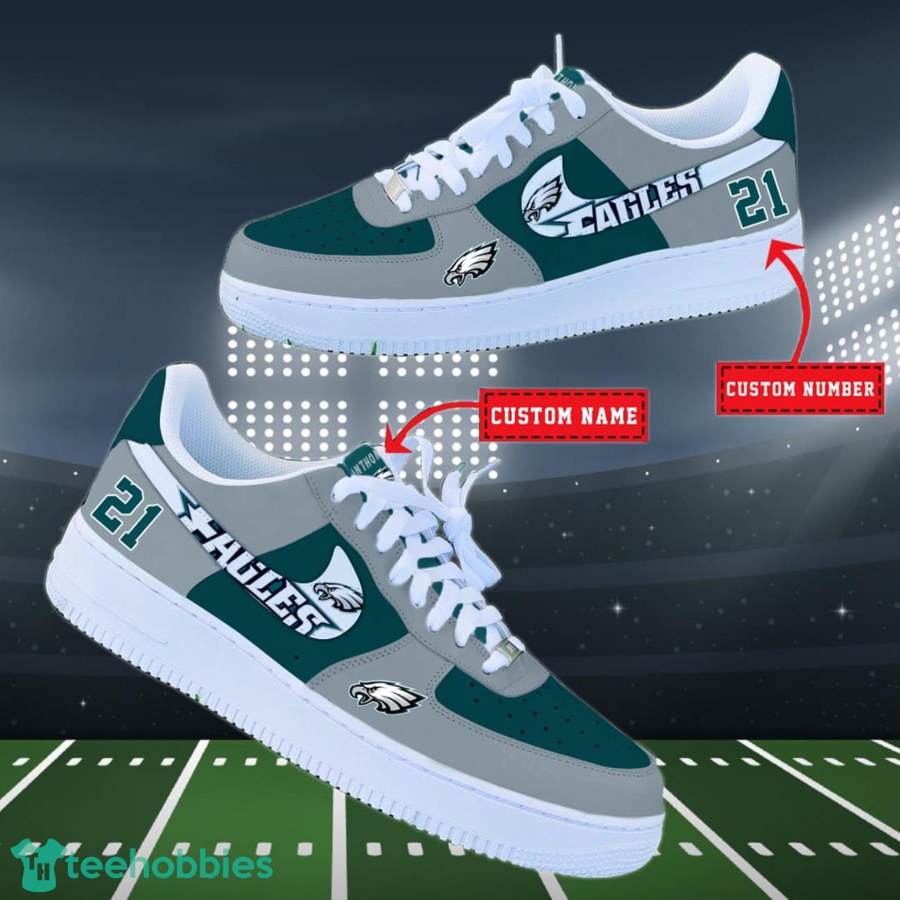 Philadelphia Eagles NFL Personalized Air Force Shoes Custom Name Product Photo 2