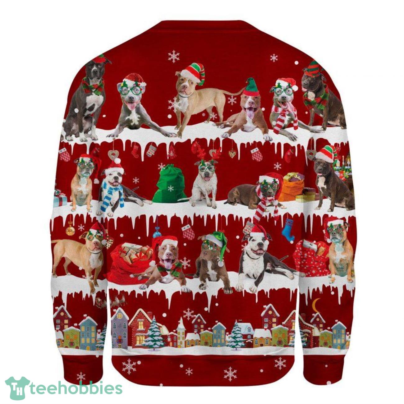 Pitbull Snow Christmas Ugly Sweater Vintage Red Xmas Sweater, Cute Gifts For Dog Lovers Product Photo 2