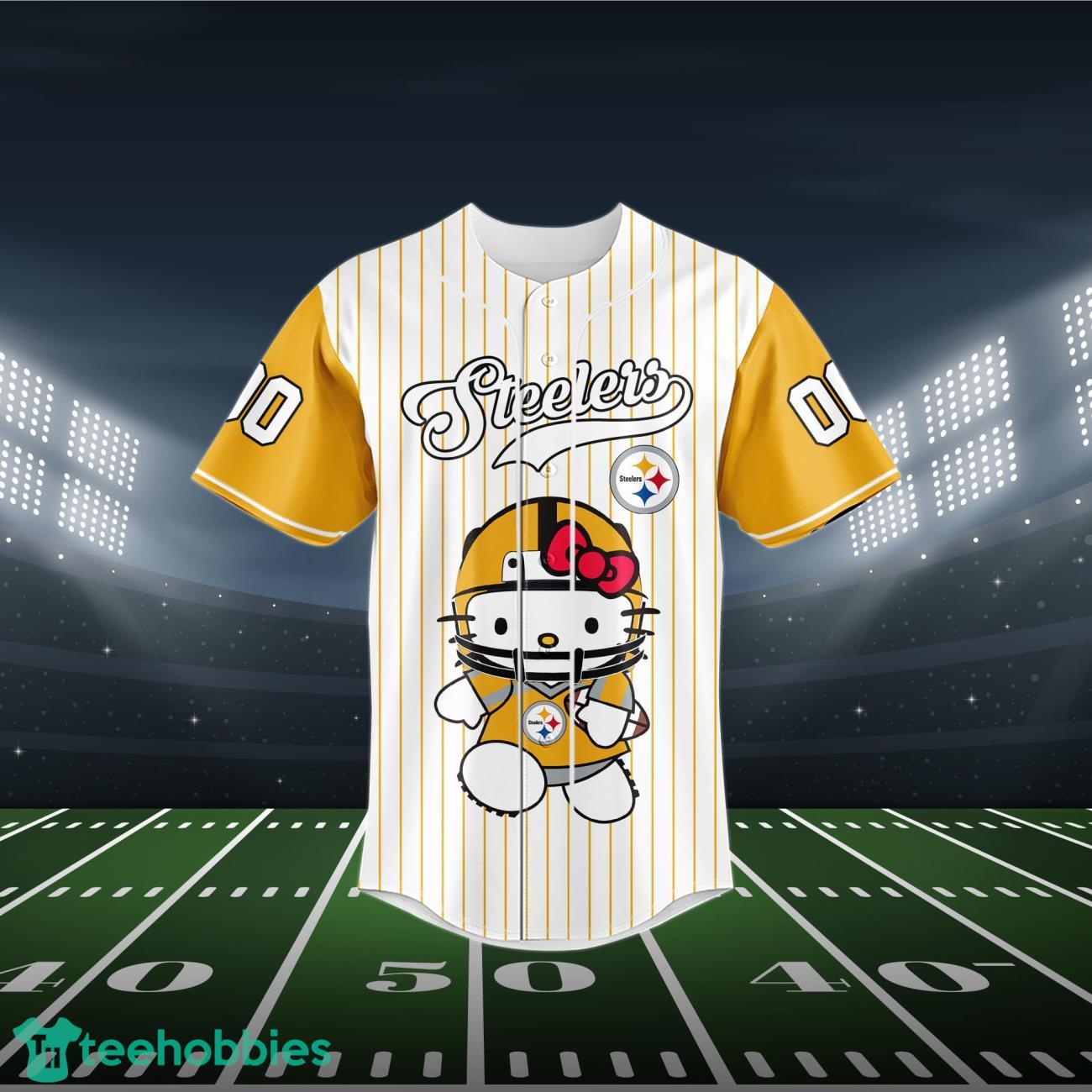 Pittsburgh Steelers Baseball Jersey NFL Hello Kitty Custom Name & Number Product Photo 2