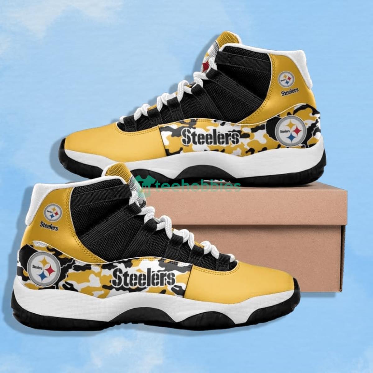 Pittsburgh Steelers Football Team Camo Pattern Air Jordan 11 Shoes Product Photo 1