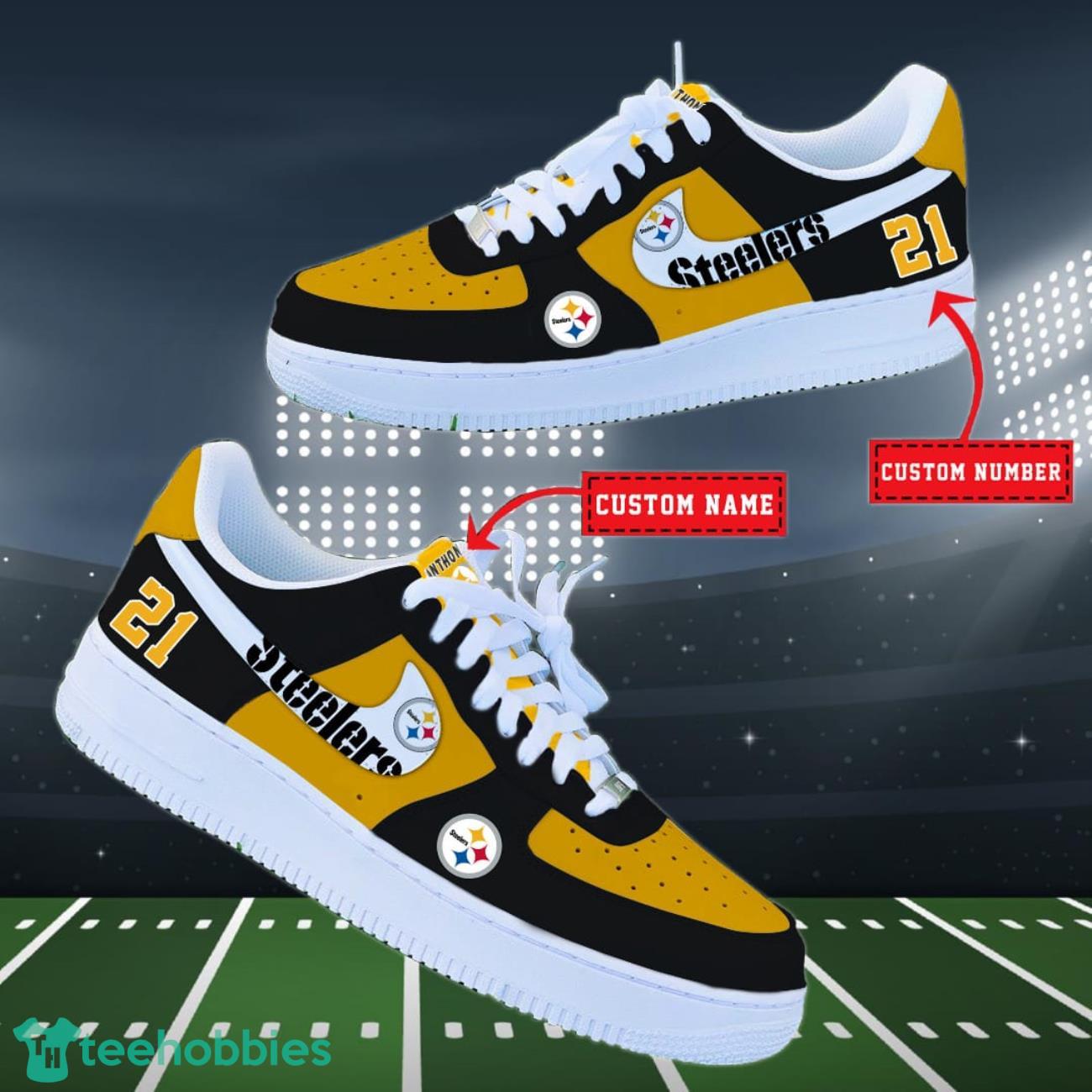 Pittsburgh Steelers NFL Personalized Air Force Shoes Custom Name Product Photo 2