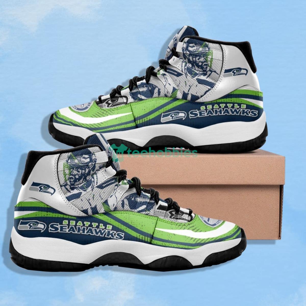 Seattle Seahawks Player Holding Ball Impressive Design Air Jordan 11 Shoes Product Photo 1