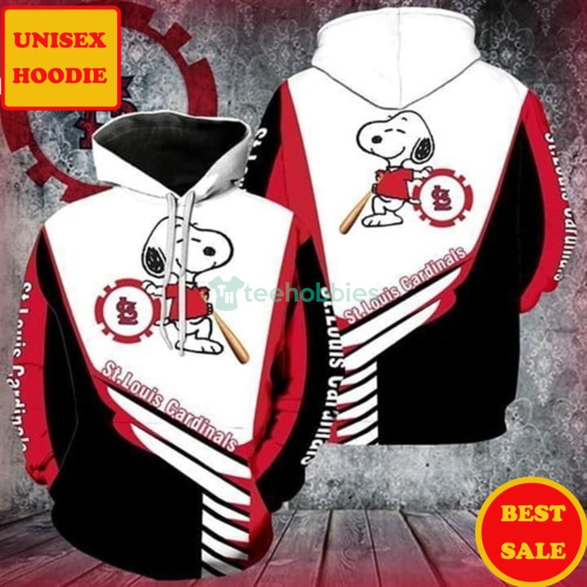 St Louis Cardinals Football Snoopy Black White Red Cartoon Movie Pullover Hoodie Product Photo 1