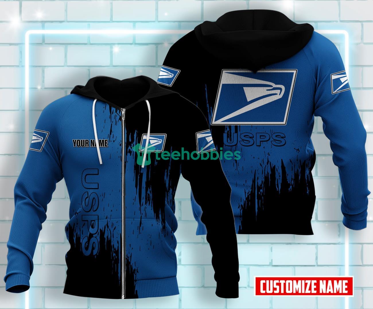 USPS All Over Printed 3D Custom Name Zip Hoodie For Men Women Product Photo 1
