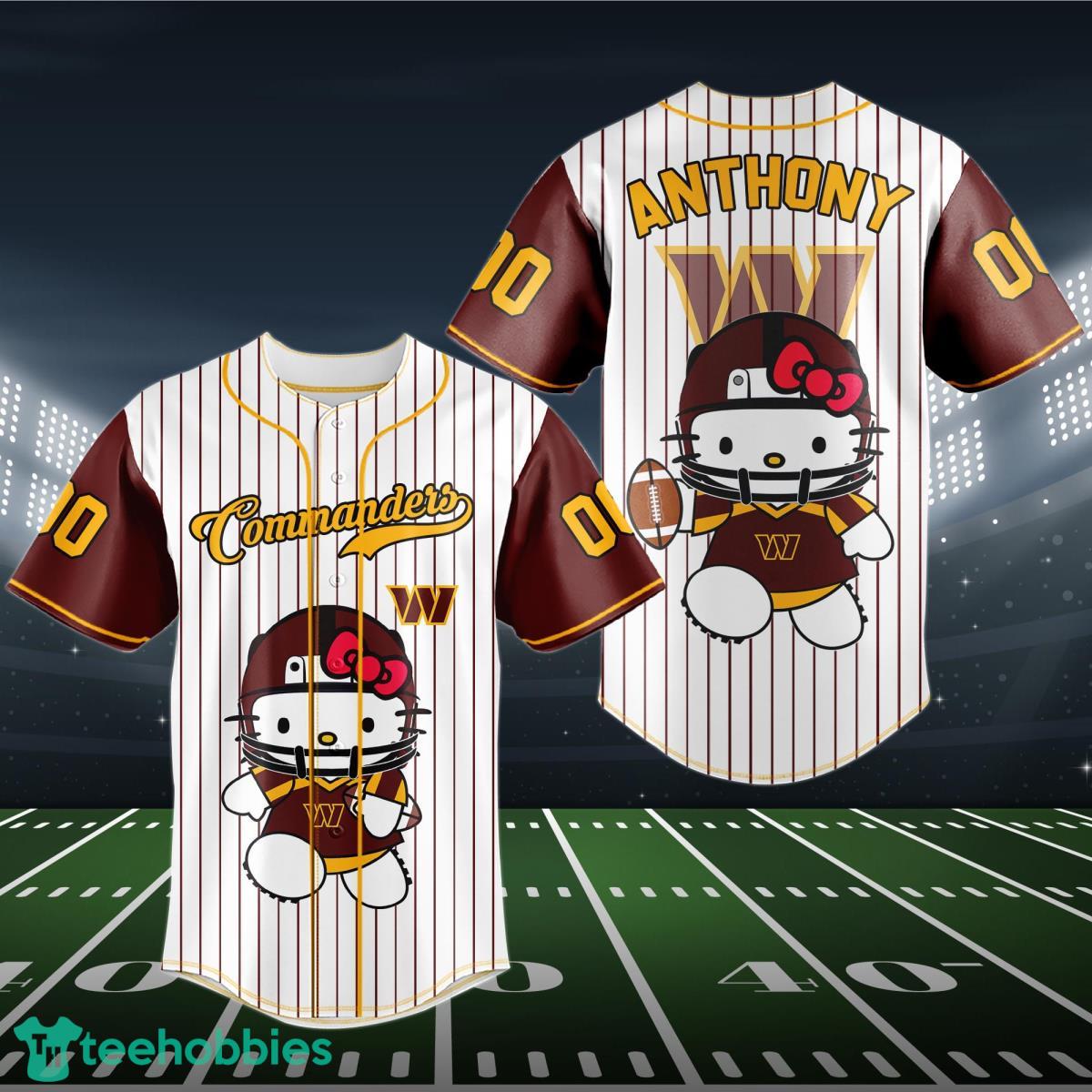 Washington Commanders Baseball Jersey NFL Hello Kitty Custom Name & Number Product Photo 1