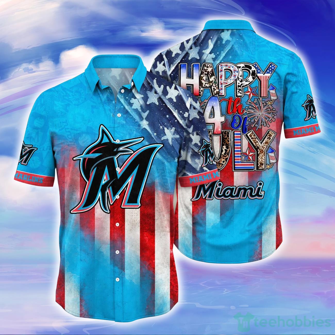 Miami Marlins MLB Hawaiian Shirt Independence Day Shirt For Men