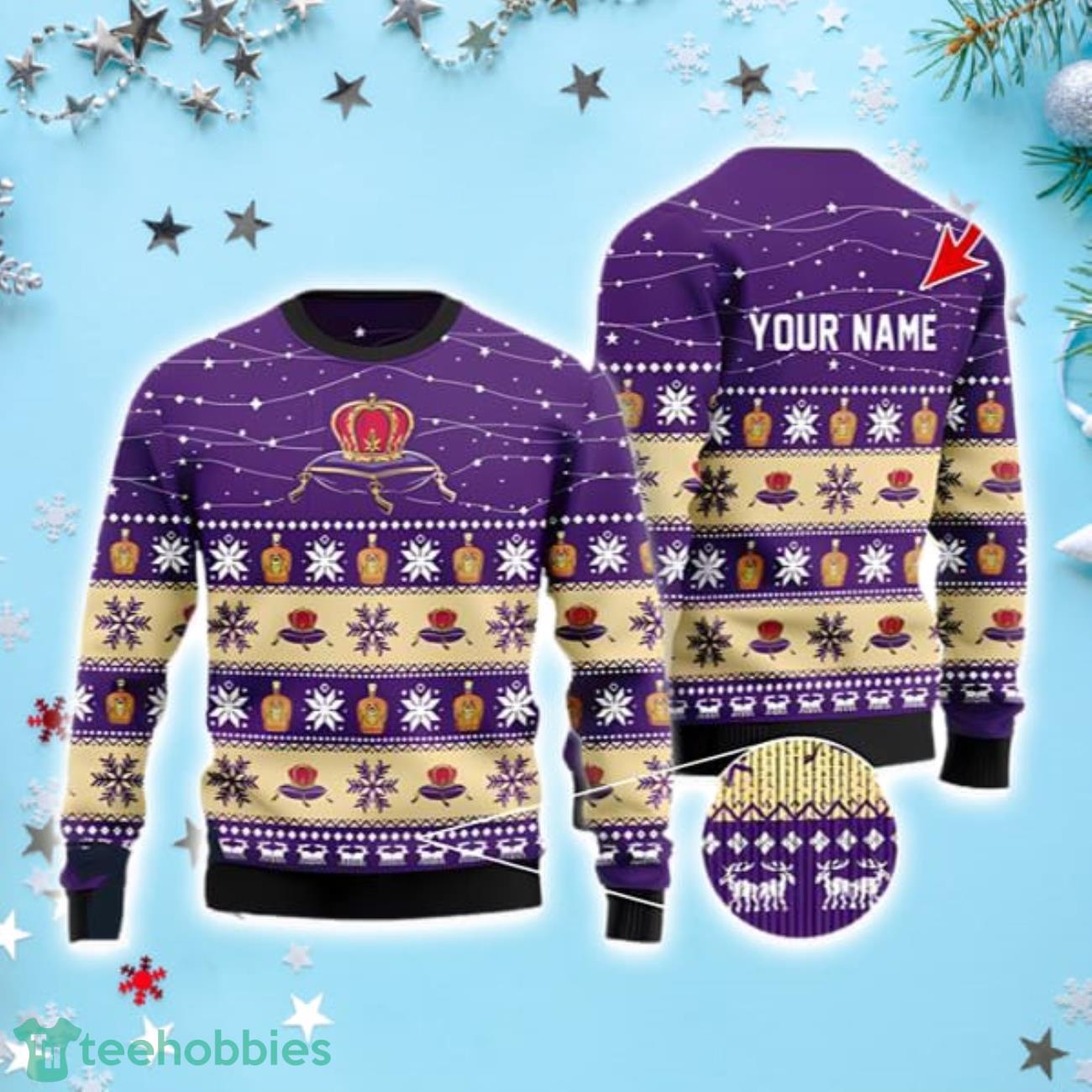 Personalized Christmas Twinkle Lights Crown Royal Christmas Beer Sweater Product Photo 1
