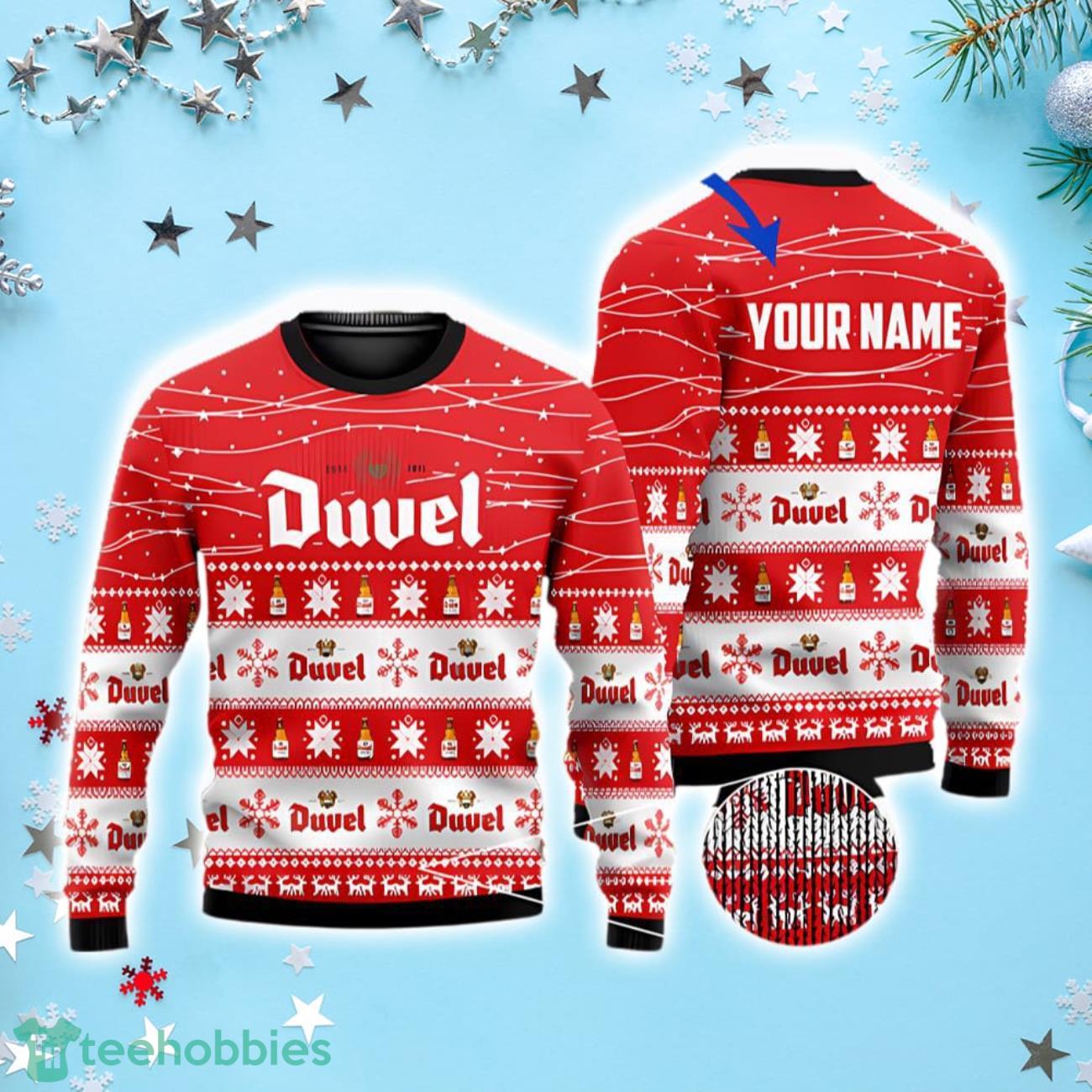 Personalized Duvel Beer Christmas Ugly Sweater Product Photo 1