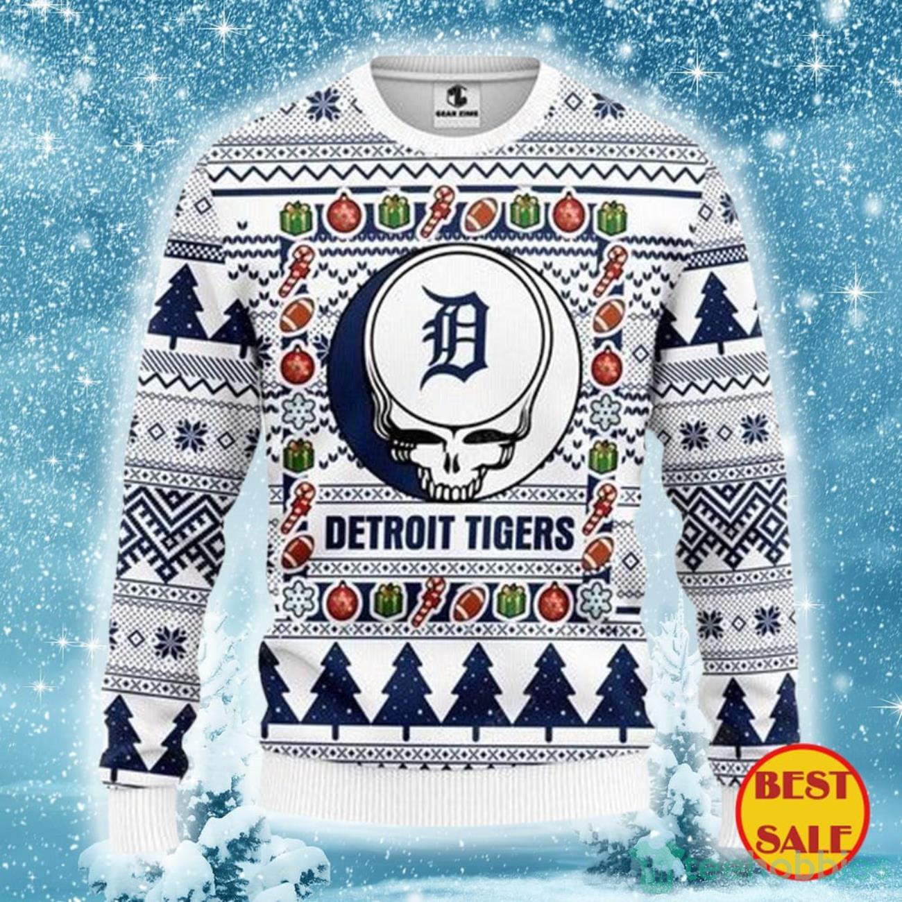 MLB Detroit Tigers Ugly Christmas Sweater The Intelligence Of The Skull Product Photo 1