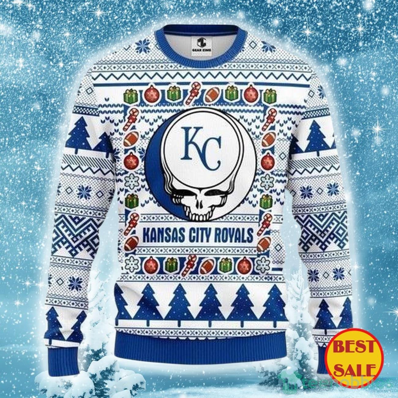 MLB Kansas City Royals Ugly Christmas Sweater The Intelligence Of The Skull Product Photo 1