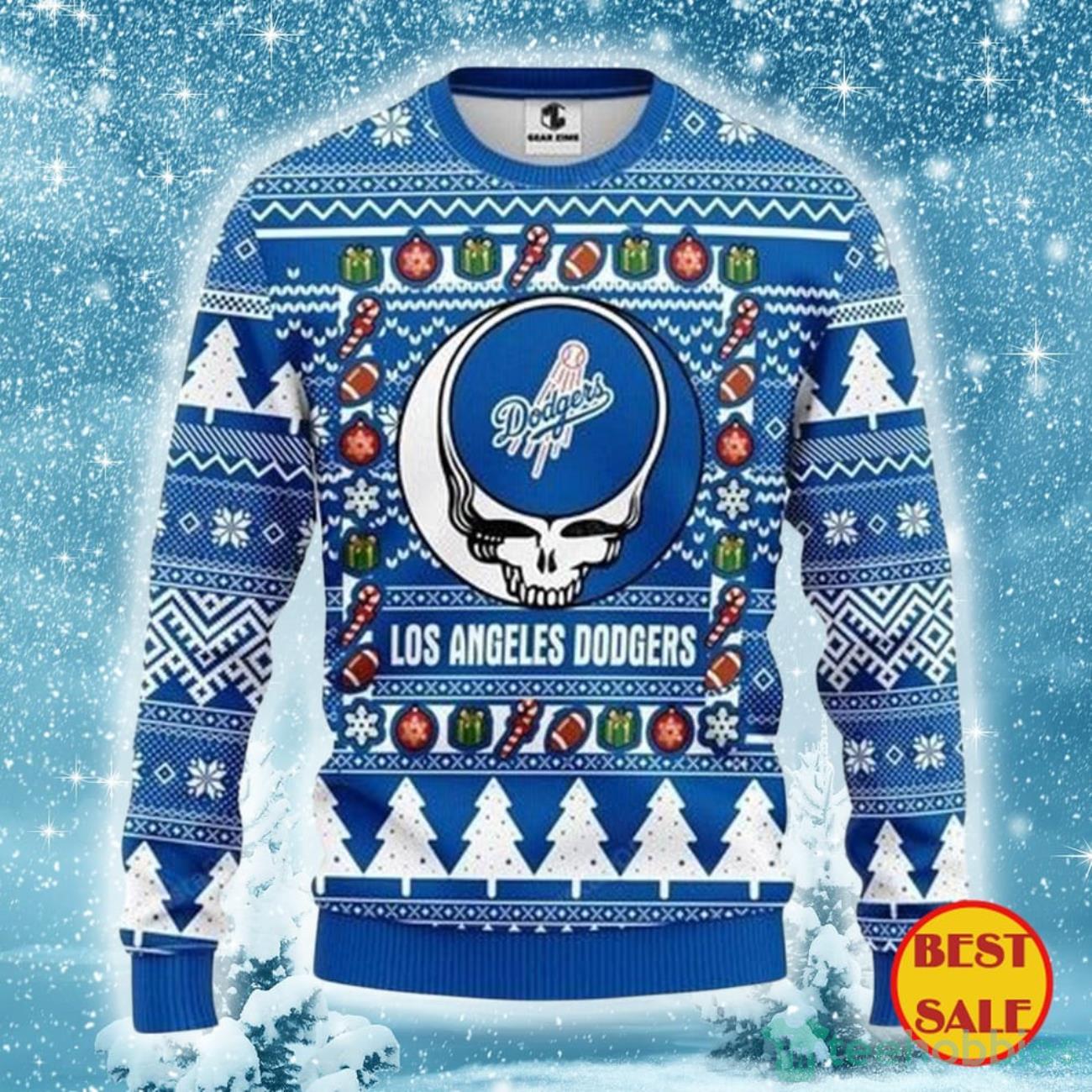 MLB Los Angeles Dodgers Ugly Christmas Sweater The Intelligence Of The Skull Product Photo 1