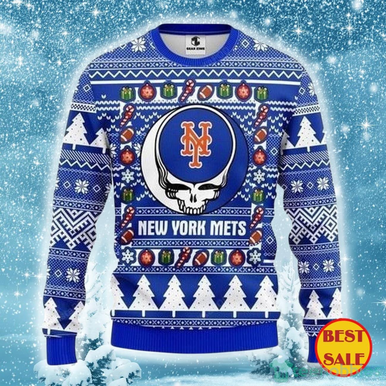 MLB New York Mets Ugly Christmas Sweater The Intelligence Of The Skull Product Photo 1