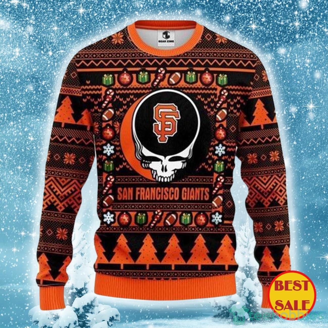 MLB San Francisco Giants Ugly Christmas Sweater The Intelligence Of The Skull Product Photo 1
