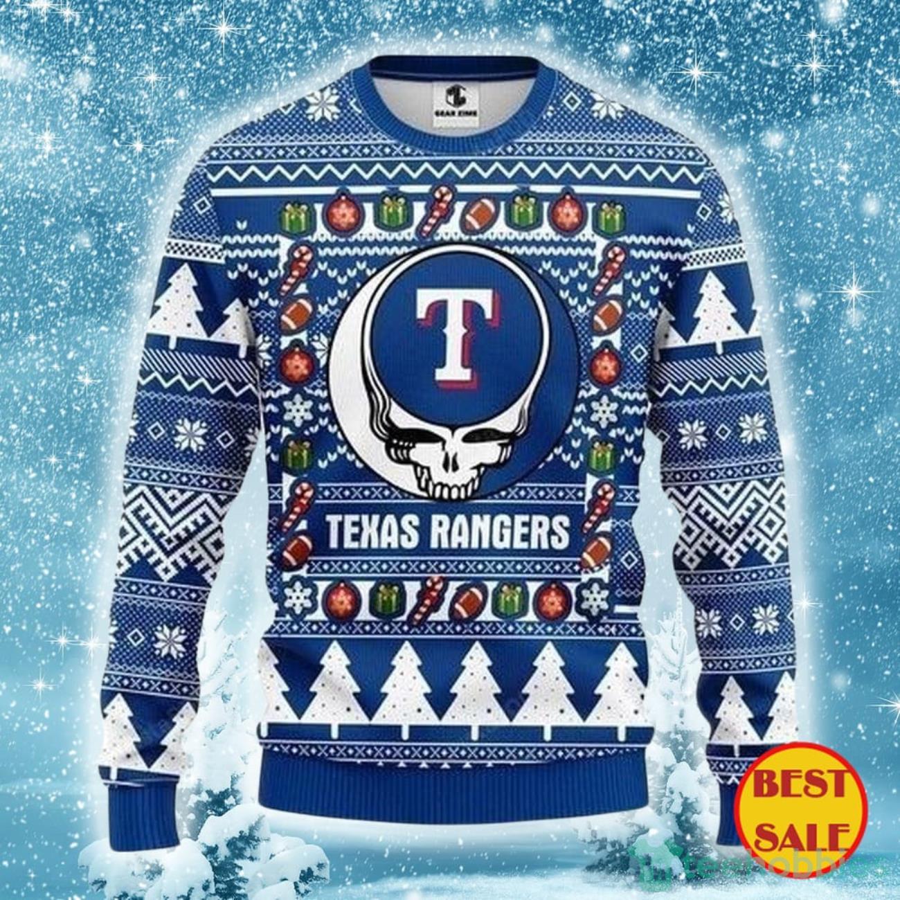 MLB Texas Rangers Ugly Christmas Sweater The Intelligence Of The Skull Product Photo 1