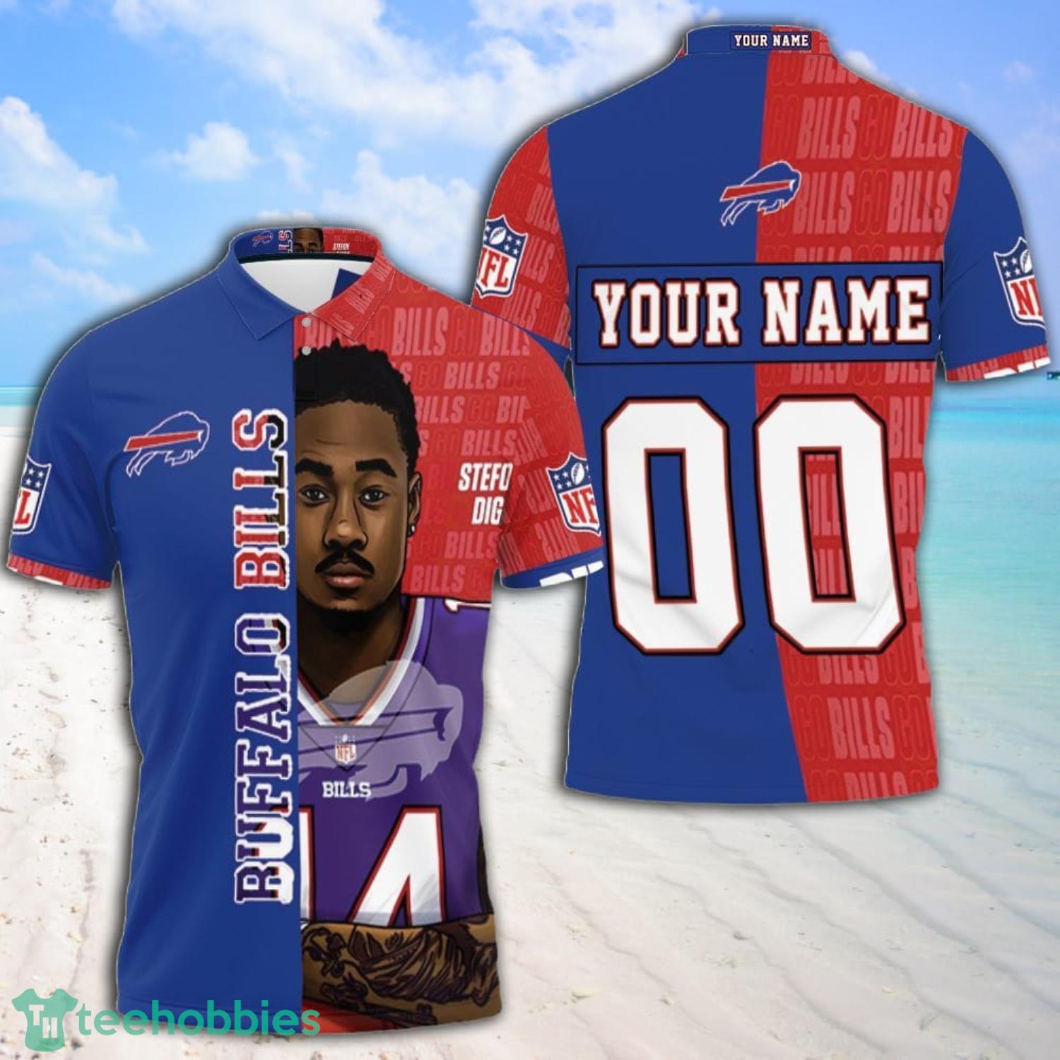 14 Stefon Diggs 14 Buffalo Bills Great Player 2020 Nfl Season New Version Custom Name And Number Polo Shirt Product Photo 1