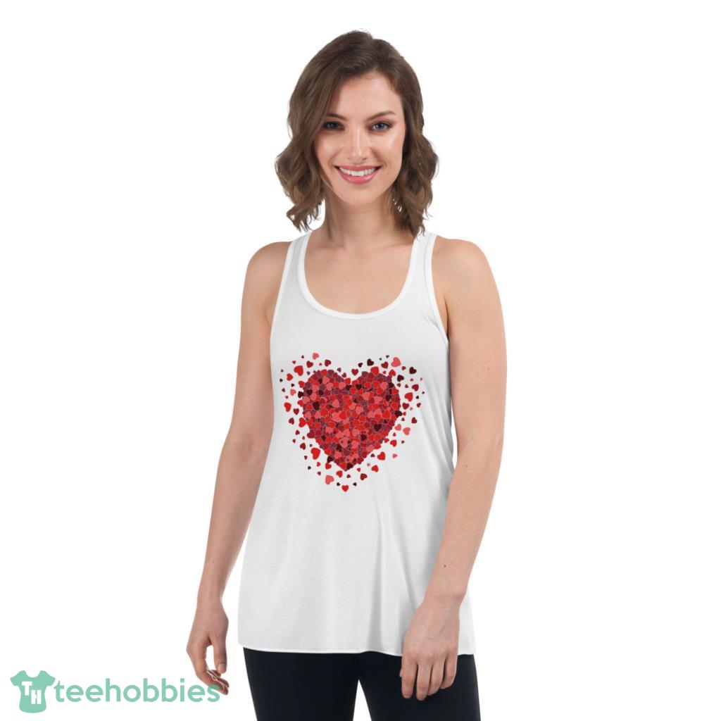 3D Hearts Valentines Day Shirt - Womens Flowy Racerback Tank