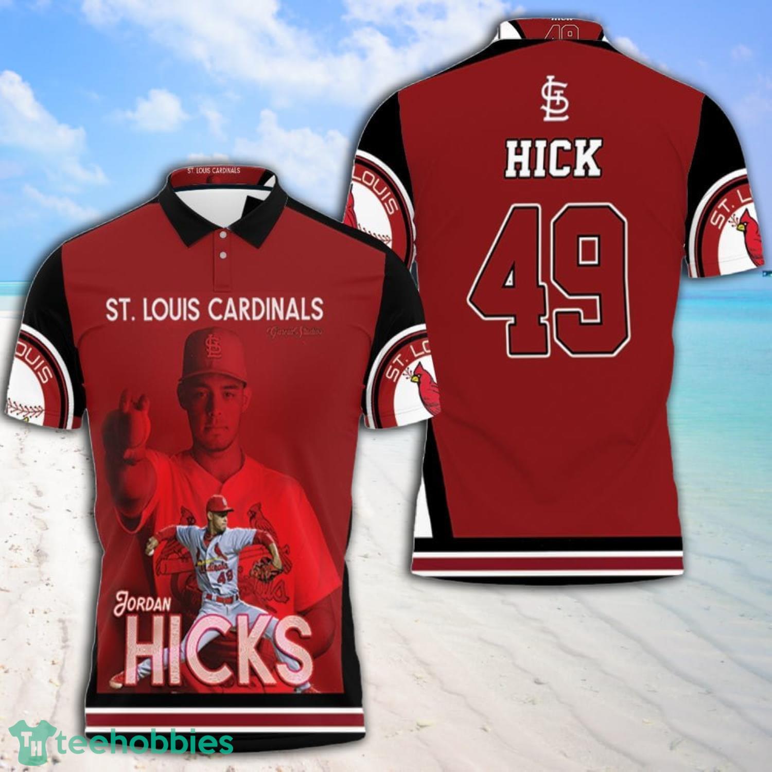 49 Hick St Louis Cardinals Number Full Print Polo Shirt Product Photo 1
