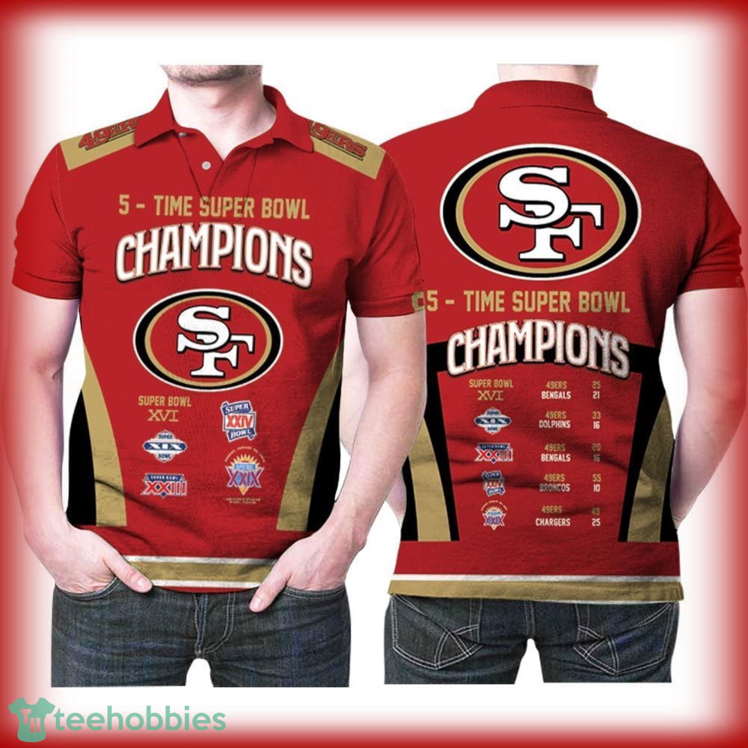5 Times Super Bowl Champions San Francisco 49ers All Over Print 3D Polo Shirt Product Photo 1