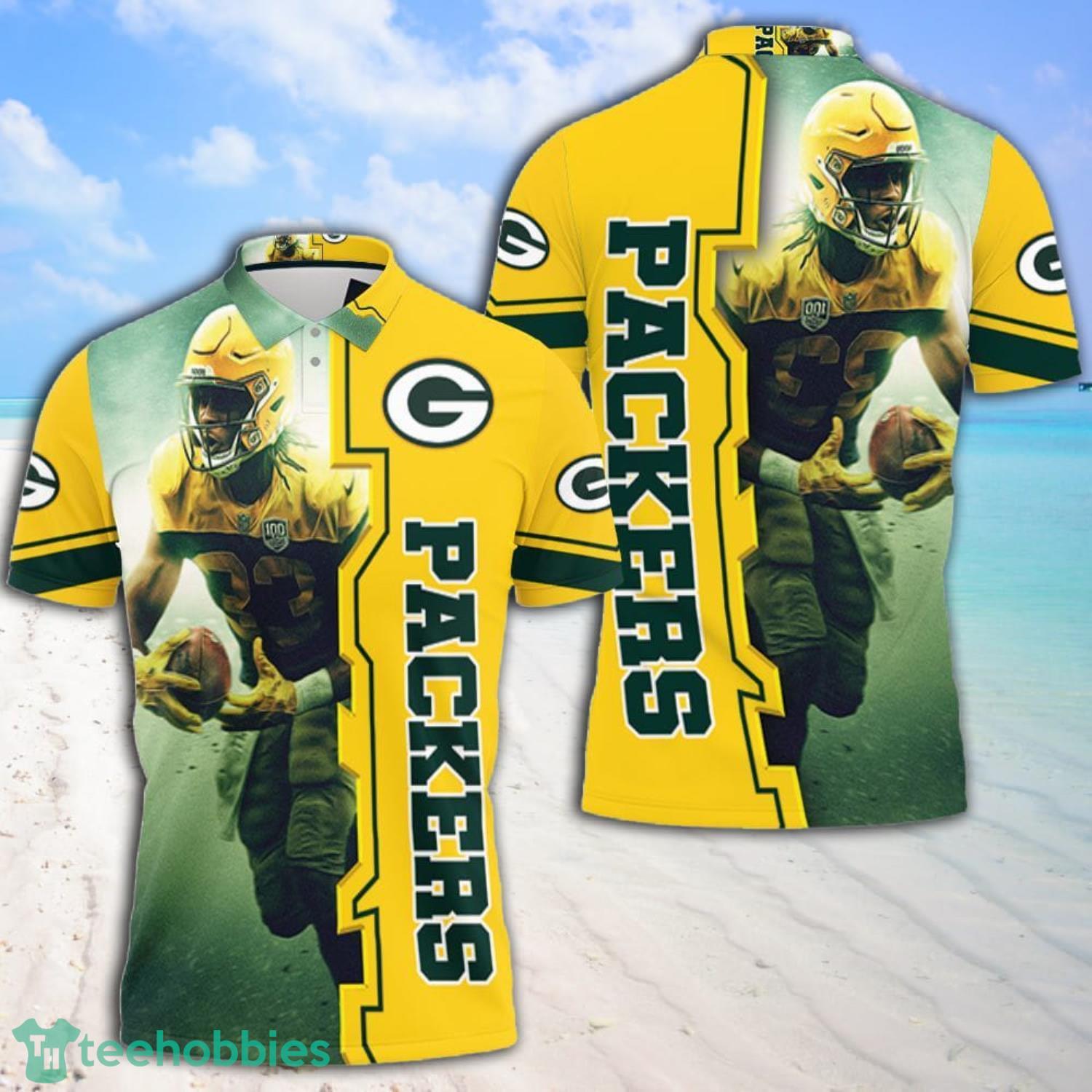 Aaron Jones 23 Green Bay Packers All Over Print 3D Polo Shirt Product Photo 1
