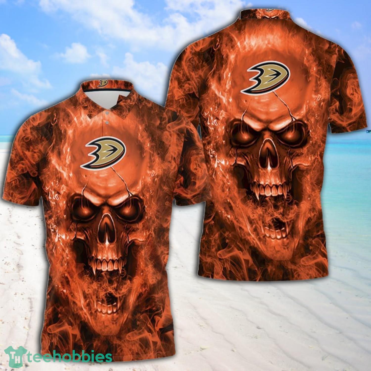 Anaheim Ducks Nhl Fans Skull All Over Print 3D Polo Shirt Product Photo 1