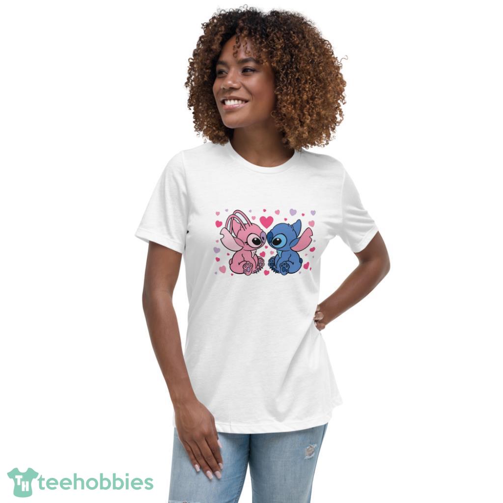 Angel and Stitch Valentine Shirt - Womens Relaxed Short Sleeve Jersey Tee