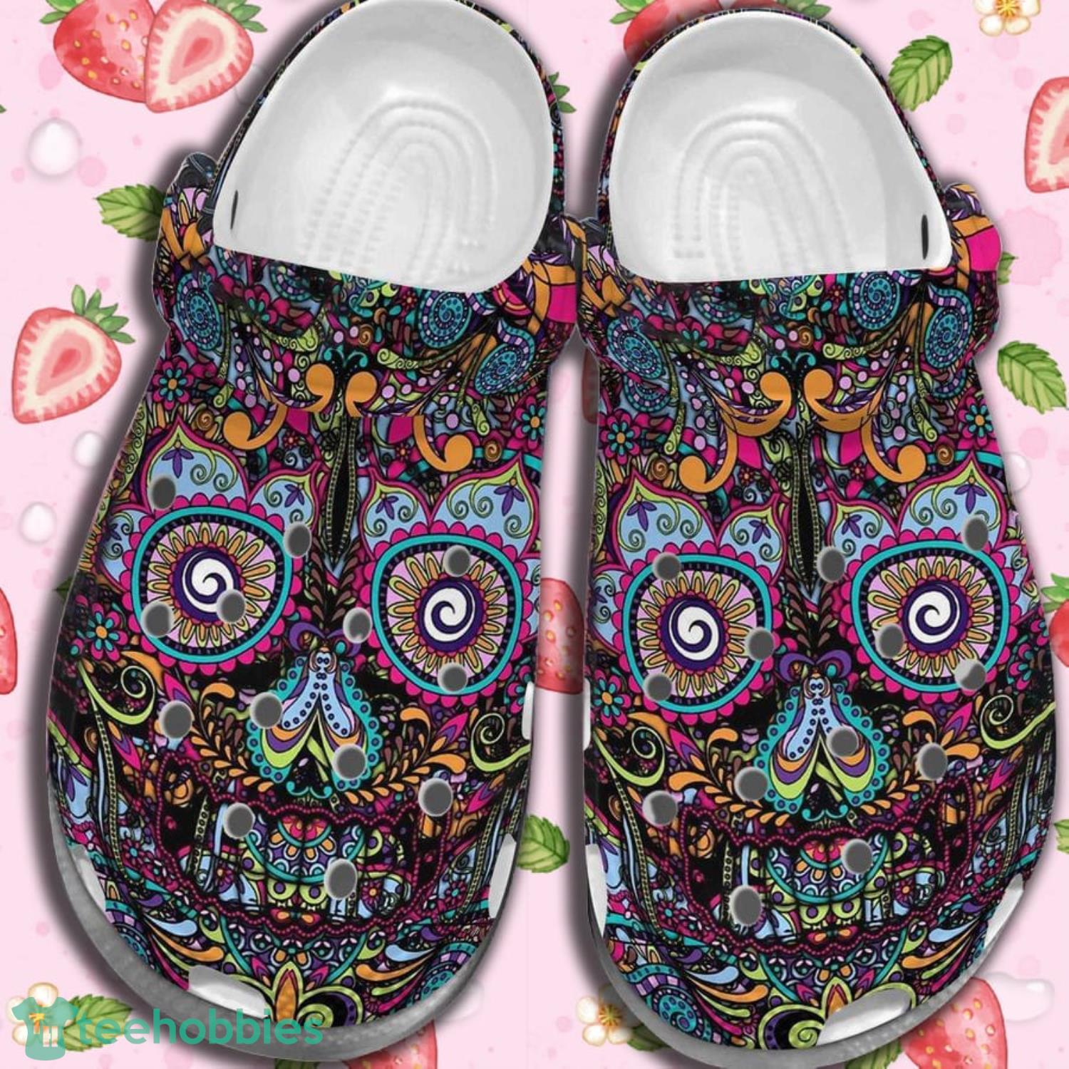 Art Flower Face Mandala Gift For Lover Rubber Clog Shoes Product Photo 1