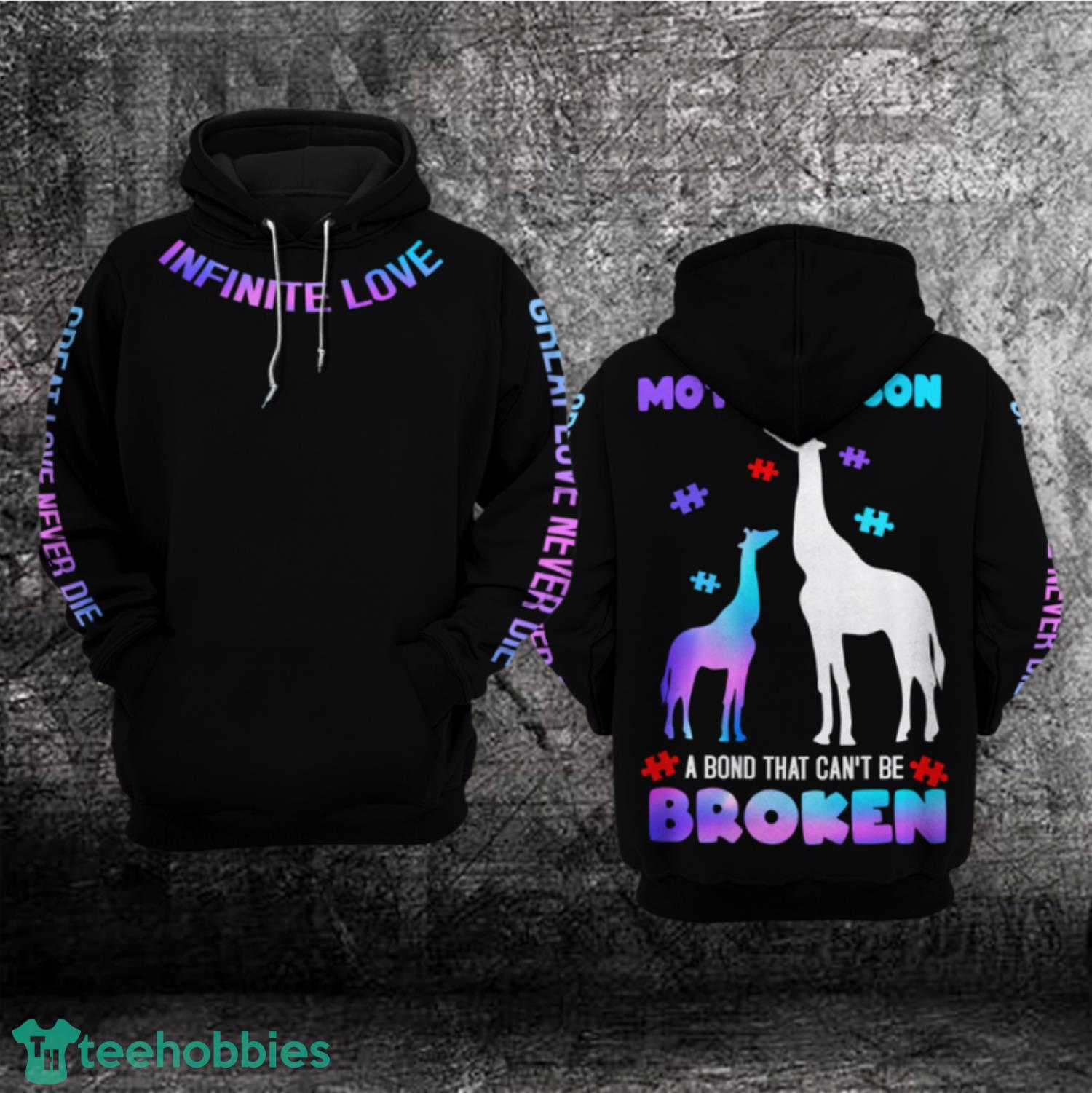 Autism Awareness Mother & Son a Bond That Can’t Be Broken 3D Hoodie 3D Zip Hoodie Product Photo 1