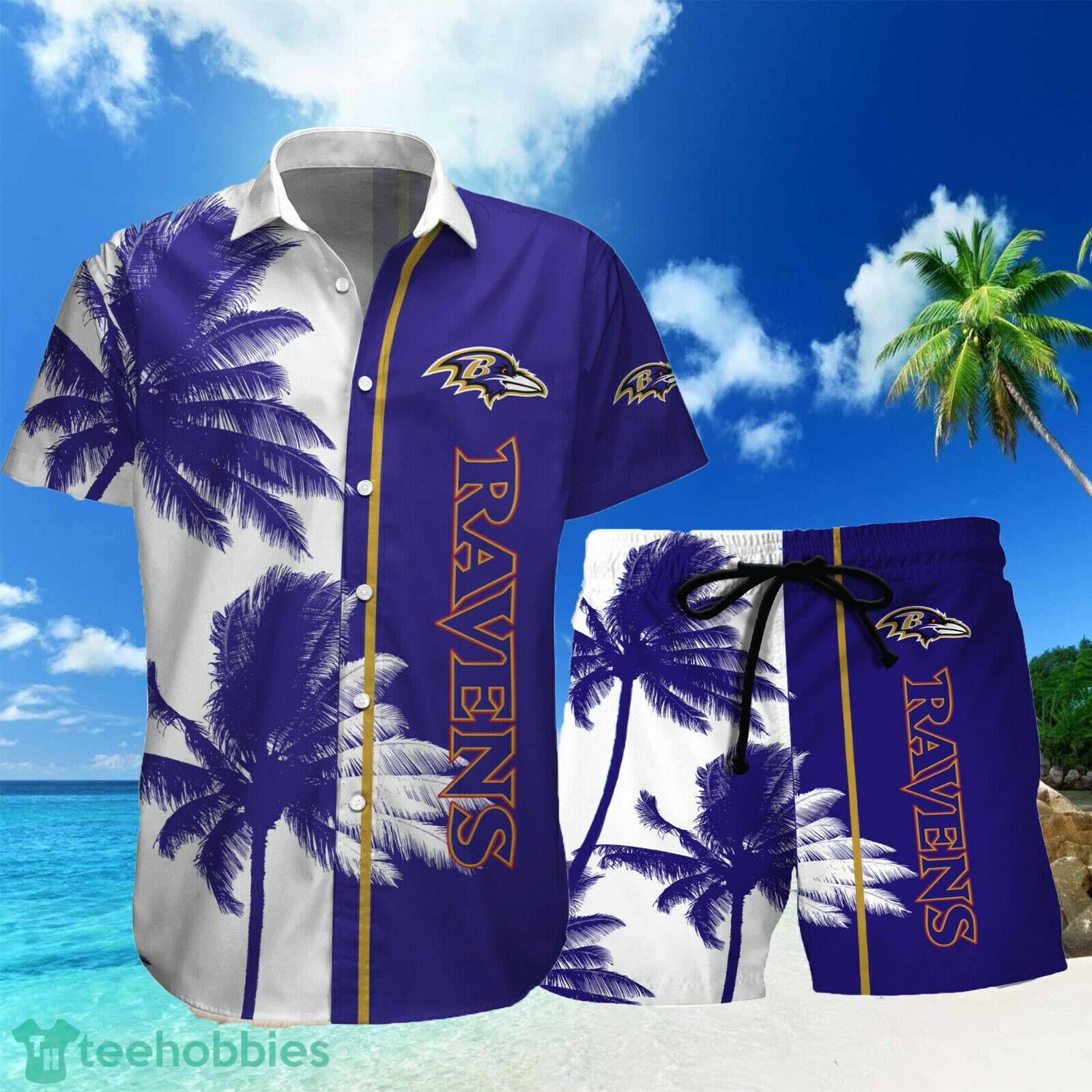 Baltimore Ravens Paml Trees Combo Hawaiian Shirt And Beach Short Product Photo 3