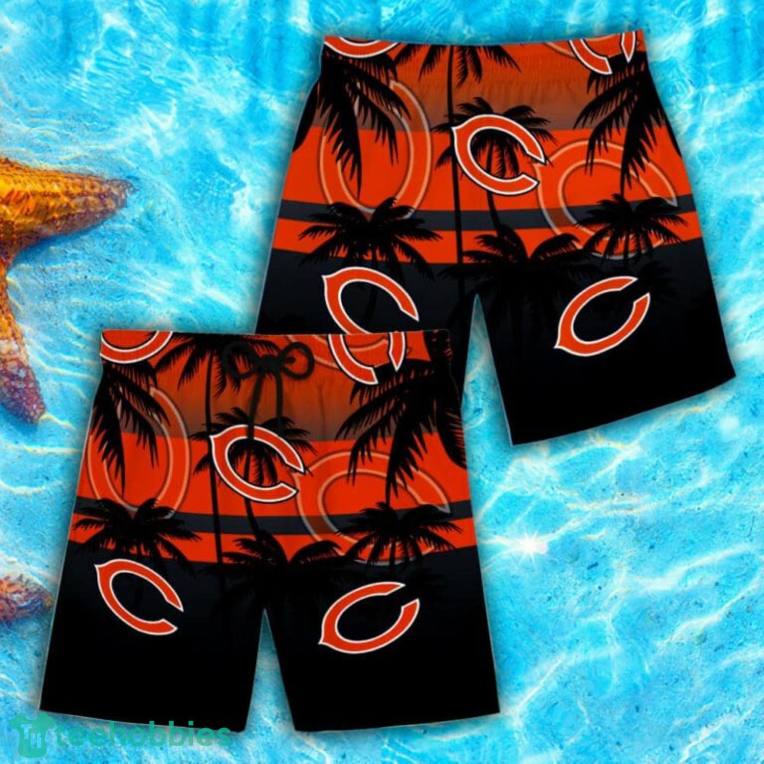 Chicago Bears Summer Tropical Black And Orange Combo Hawaiian Shirt And Short Product Photo 2