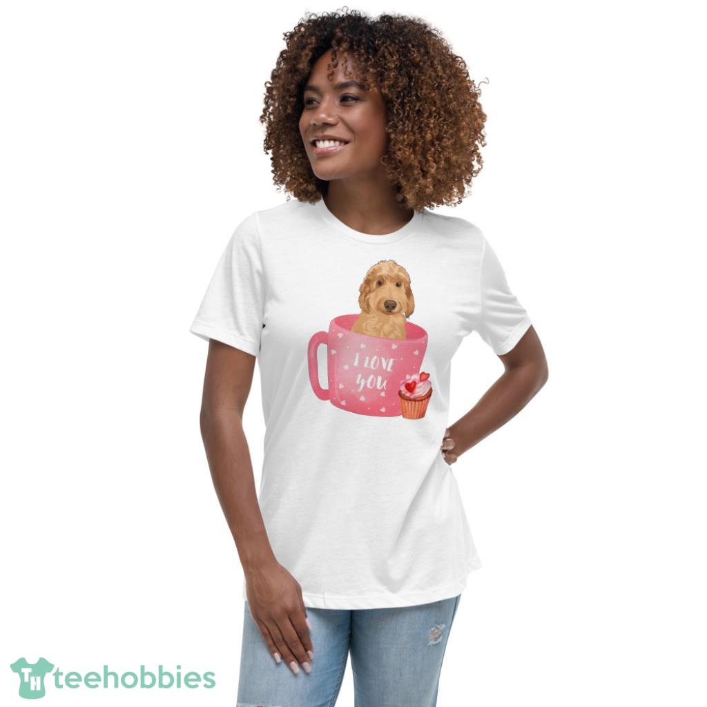 Cup Of Love Goldendoodle Valentine Days Coupe Shirt - Womens Relaxed Short Sleeve Jersey Tee
