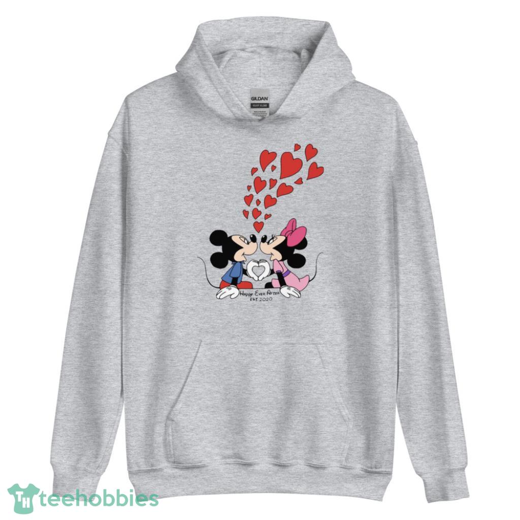 Custom Disney Mickey And Minnie Valentines Day Couple Shirt - Unisex Heavy Blend Hooded Sweatshirt