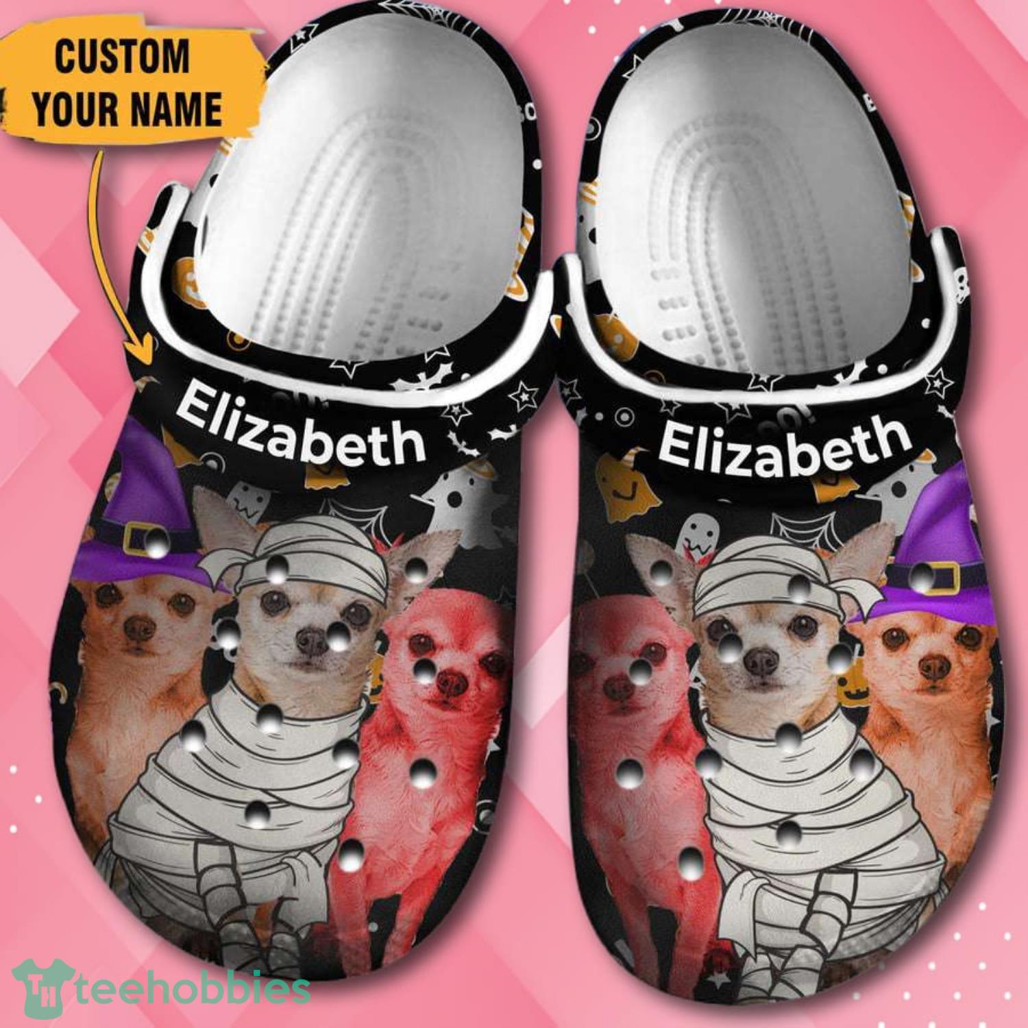 Custom Name Chihuahua Dogs Cosplay Halloween Clog Shoes For Men Women Product Photo 1