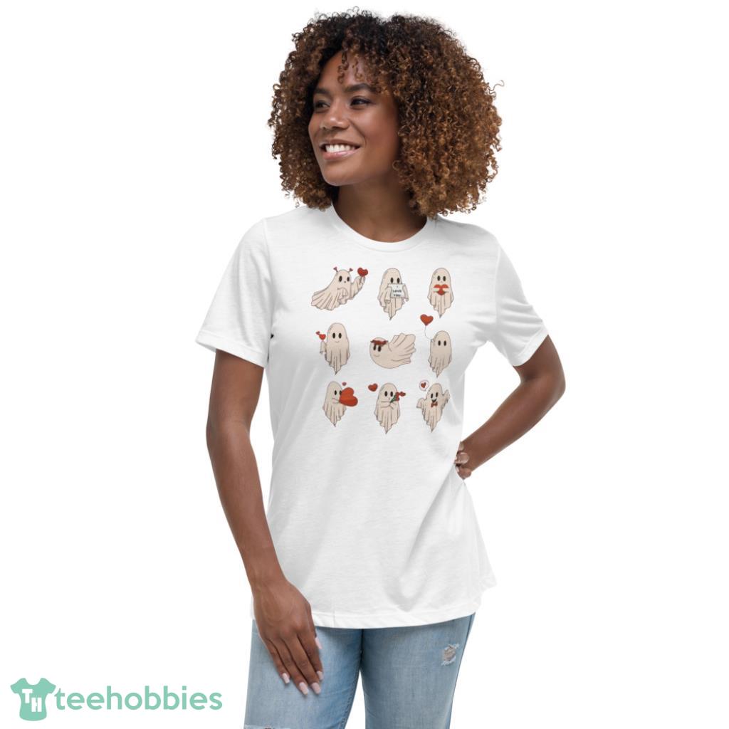 Cute Ghost Spooky Valentines Day Shirt - Womens Relaxed Short Sleeve Jersey Tee