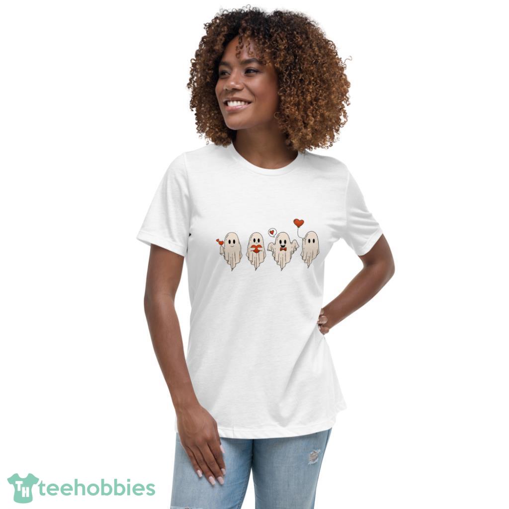 Cute Ghost Valentines Day Shirt - Womens Relaxed Short Sleeve Jersey Tee