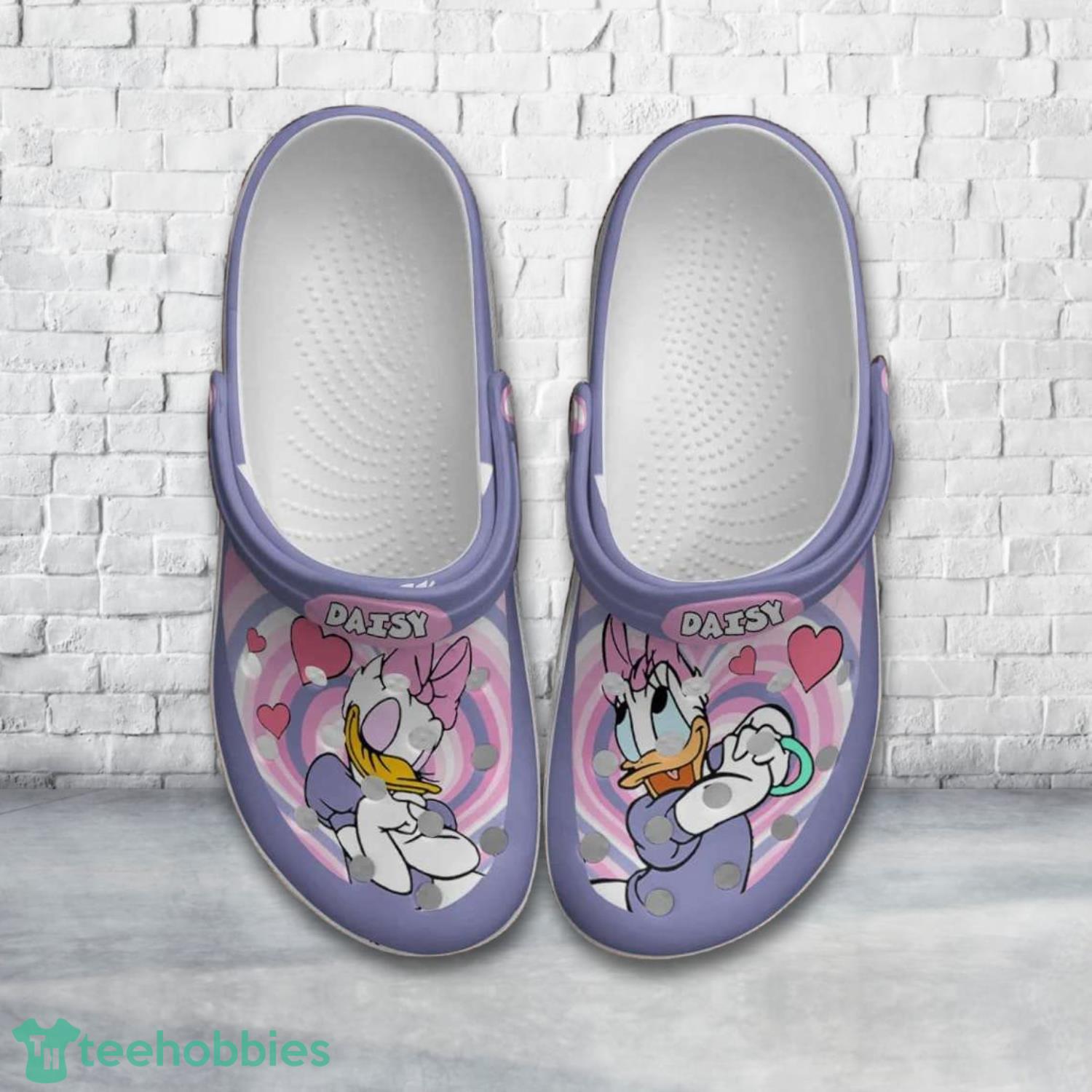 Daisy Duck Round Heart Purple Pink Disney Clog Shoes Product Photo 1