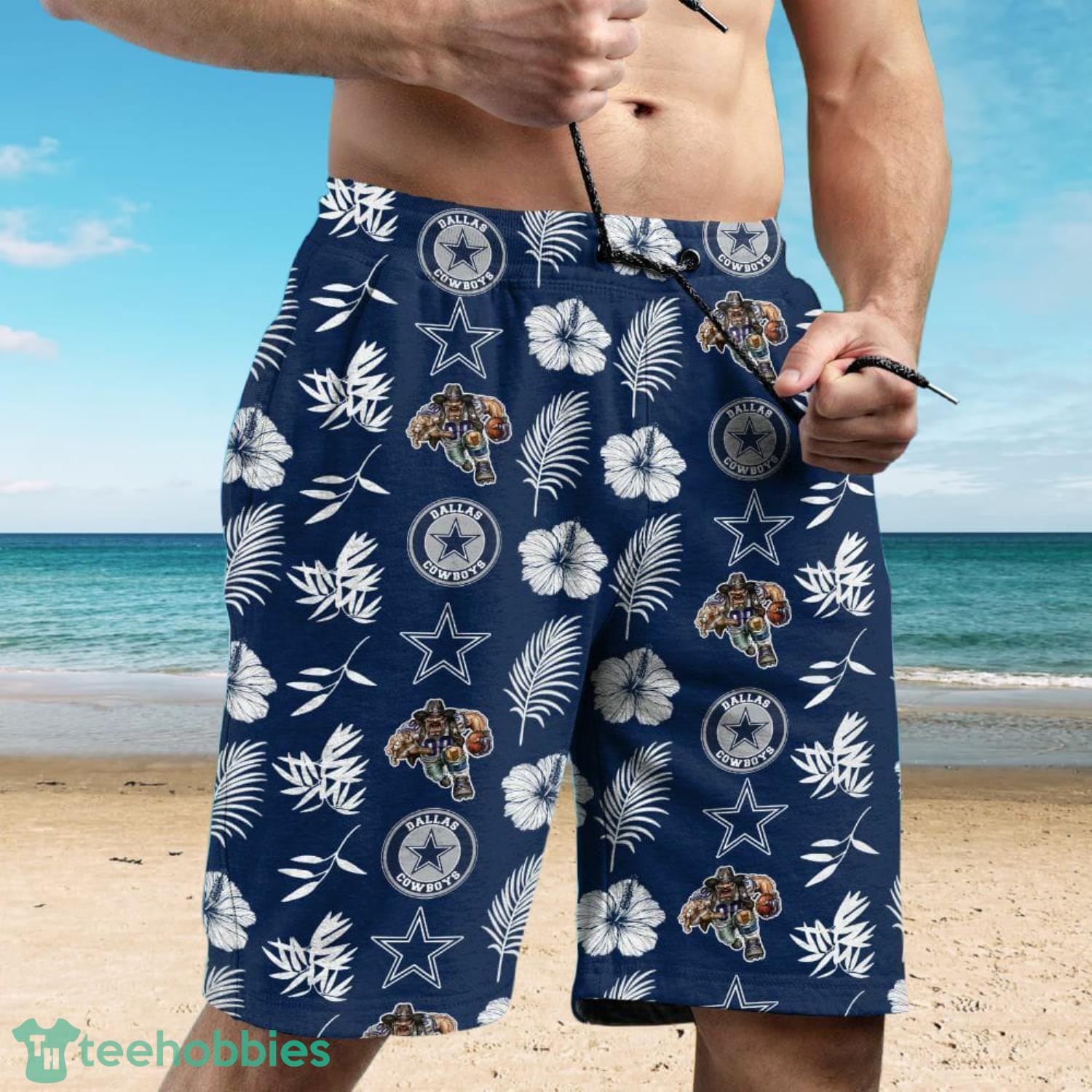 Dallas Cowboys Symbols And Tropical Flowers Pattern Combo Hawaiian Shirt And Shirt Product Photo 1